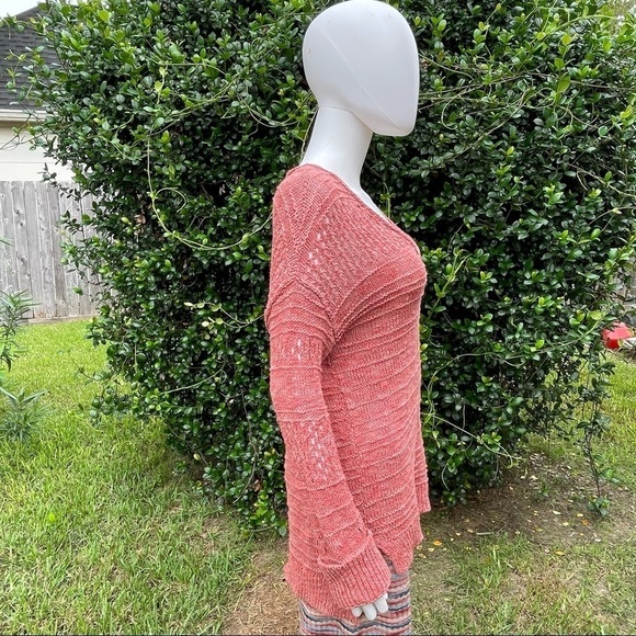 LUCKY Brand Crochet Rust Scoop Neck LongSleeve Layering Swe… - Picture 4 of 14